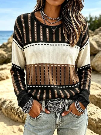 Long Sleeve T shirt Spring Fall Abstract Printing Jersey Crew Neck Daily Going Out Casual Top