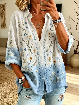 Printing Shirt Collar Casual Shirt