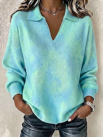 Abstract V Neck Casual Sweater