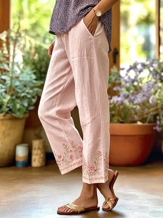 H Line Baggy Pants Daily Going Out Pants Casual Printing Floral Spring Fall Pants