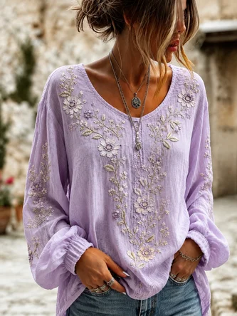 Crew Neck Elegant Blouse