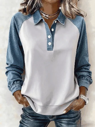 Contrast Stitching Casual Sweatshirt
