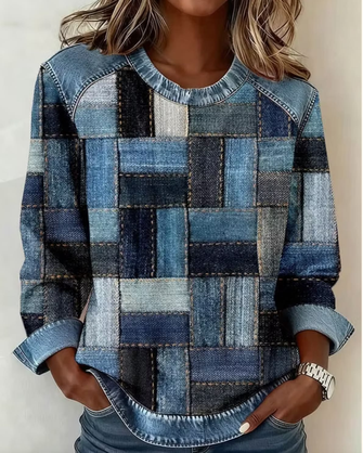 Contrast Stitching Casual Crew Neck Sweatshirt