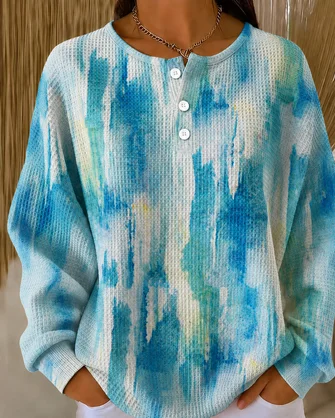 Henley Collar Regular Fit Casual Sweatshirt