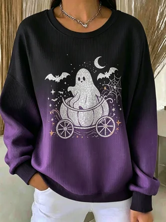 Casual Crew Neck Regular Fit Halloween Sweatshirt