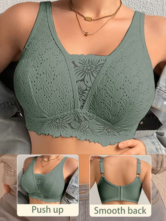 Lace trimmed comfortable wire free breathable bra