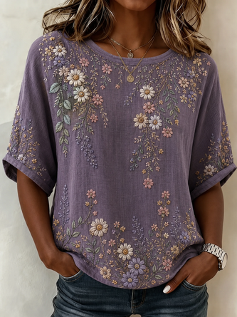 Crew Neck Vintage Blouse