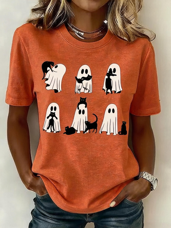 Halloween Casual Crew Neck Regular Fit T Shirt