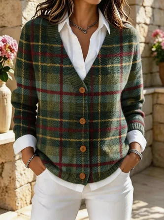 Regular Fit V Neck Casual Cardigan