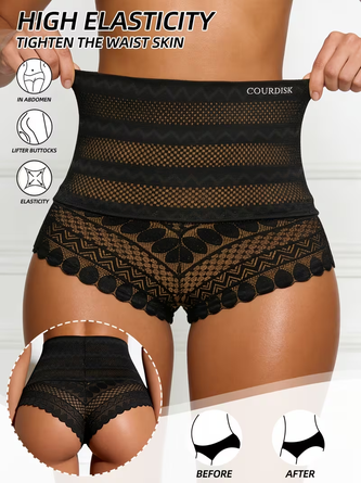 High waisted lace tummy control seamless comfortable soft shaping slimming buttock lifting close fitting underwear shorts