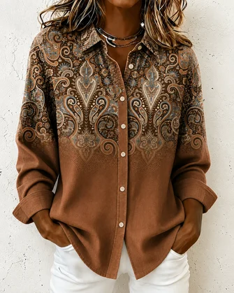 Casual Printing Shirt Collar Wild West Shirt