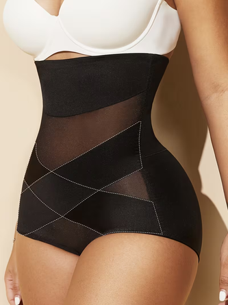 High waisted breathable mesh tummy control crisscross tummy control seamless ice silk shaping lifting triangle panties