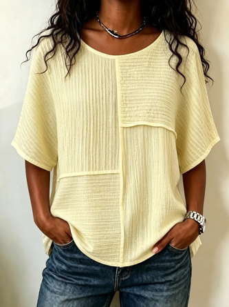 Crew Neck Plain Casual Regular Fit T Shirt