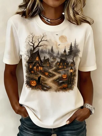 Halloween Crew Neck Regular Fit Casual T Shirt