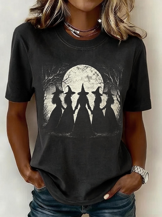 Regular Fit Crew Neck Casual Halloween T Shirt