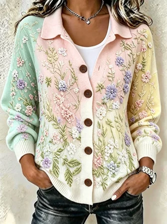 Shirt Collar Vintage Cardigan