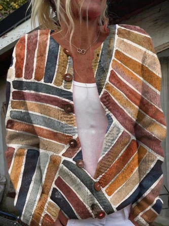 Regular Fit Crew Neck Vintage Cardigan