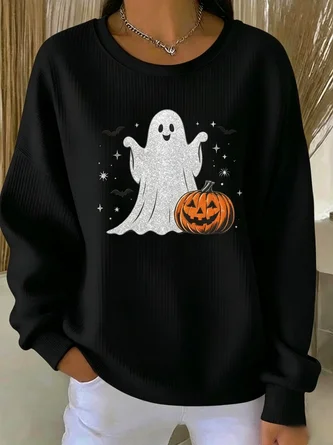 Crew Neck Simple Halloween Regular Fit Sweatshirt