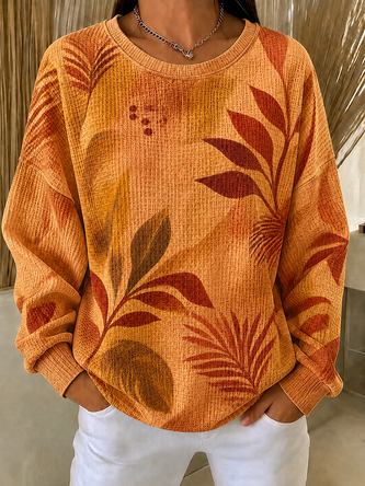 Casual Crew Neck Abstract Graphic Sweatshirt