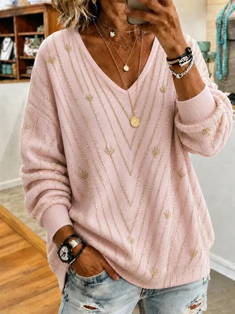 Casual Geometric V Neck T Shirt