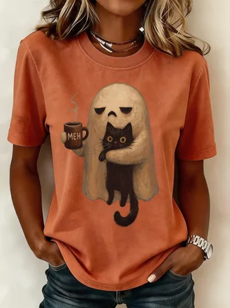 Crew Neck Casual Halloween Regular Fit T Shirt