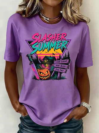 Casual Crew Neck Halloween Regular Fit T Shirt