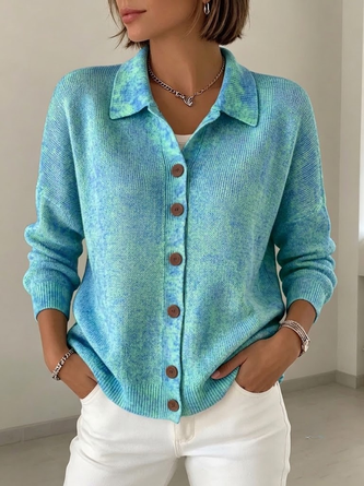 Casual Regular Fit Shirt Collar Abstract Cardigan
