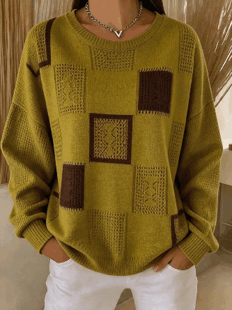 Block Casual Crew Neck Sweatshirt
