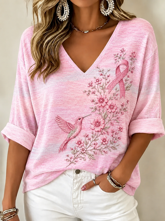 Casual Loose V Neck T Shirt