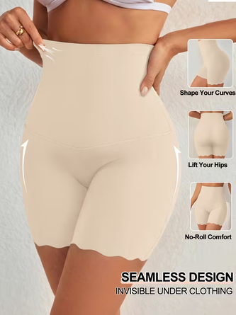 Four corner high waisted seamless tummy control ice silk cooling shaping boxer briefs anti friction safety underwear
