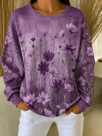 Simple Crew Neck Ombre Sweatshirt