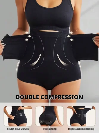 high waisted tummy control front button shaping breathable waist cinching hip lifting body shaping pants