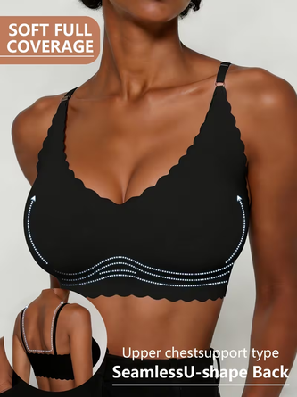 Ice Silk Seamless Camisole Bra Wavy Sexy Push Up Side Support
