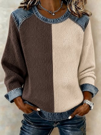 Regular Fit Elegant Contrast Stitching Sweatshirt