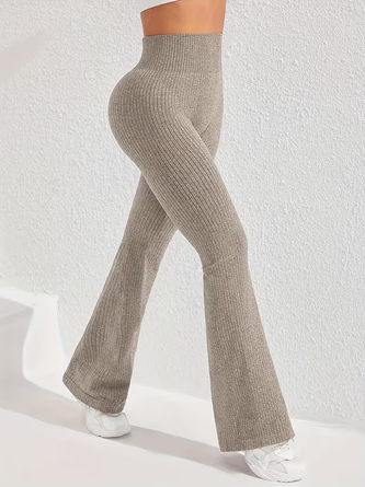 ribbed yoga flared pants high waisted tummy controlling slightly flared athletic fitness pants