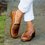 zolucky Women Vintage Slip On Loafers Low Heel PU Leather Loafers