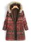 Ethnic Printed Faux Fur Hooded Fleece Autumn Winter Coat