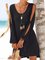Women Cold Shoulder Long Sleeve Round Neck Causal Holiday Mini Dresses
