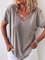 Women Casual Cotton Solid Paneled V Neck T-Shirts
