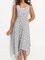 Women Casual Sleeveless Round Neck Striped Midi Dresses