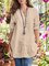 Zolucky Women Cotton And Linen Large Size Round Neck Casual Top