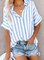 Women Casual Buttoned Down Striped Shirts