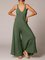 zolucky Plus Size Women Solid Sleeveless U-neck Casual Jumpsuits