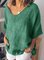 Zolucky Women Cotton Crew Neck Solid Plus Size Half Sleeve Shirts