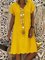 V Neck Laser Cut Shift Short Sleeve Date Cotton-Blend Plain Casual Summer Dresses