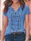 Women Vintage Boho Plain Crew Neck T-shirt