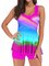 Womens Print Tankini Swimwear Two Piece Swimsuit High Waist Bathing Suit Plus Size