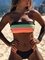 Rainbow Print 2 Pieces Bandeau Bikini Sets Off Shoulder Swimwear
