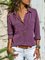 Women Long Sleeve Turn-Down Collar Solid Cotton-Blend Shirts