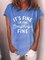 Women Casual Cotton Letter Graphic Crew Neck Tops